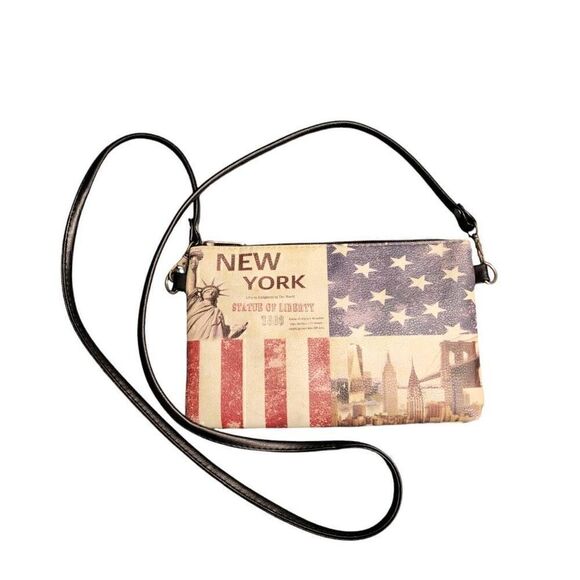 New York Red White & Blue Statue of Liberty Souvenir Small Crossbody Bag - Picture 4 of 5